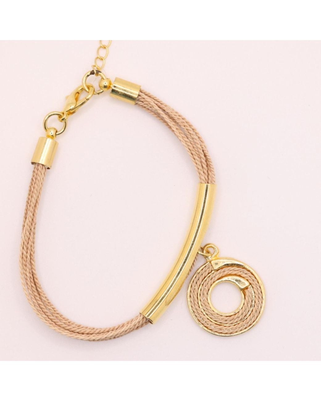 Nart Nature Making Art Metallic The Spiral Pendant Buriti Natural Fiber Bracelet