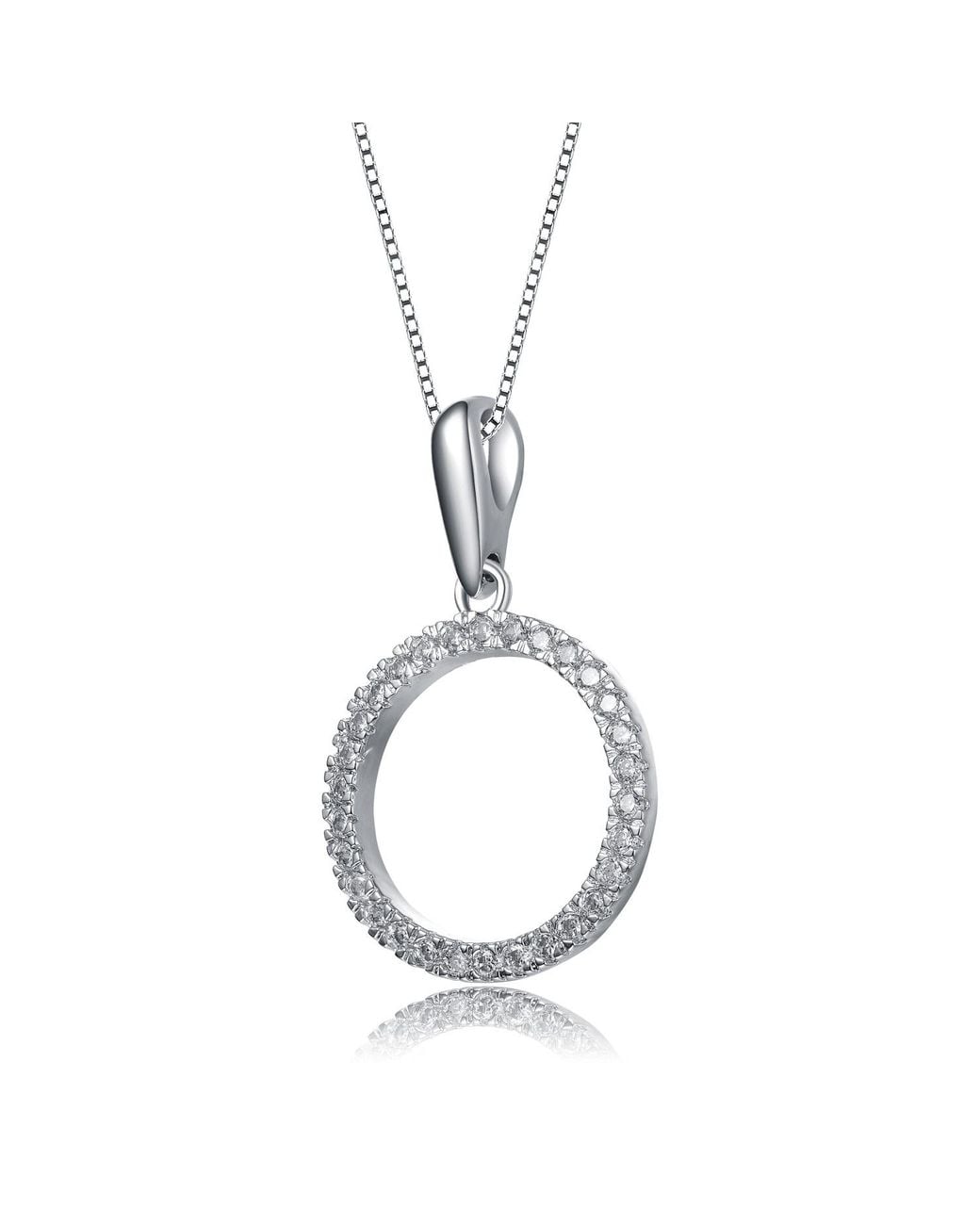Genevive Jewelry Metallic Rachel Glauber Exclusive Plated Cubic Zirconia Circle Shaped Pendant Necklace