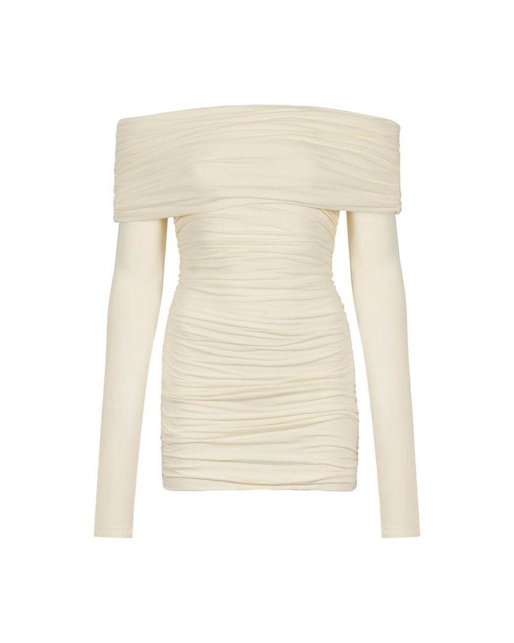 Egyptian Blue Natural Neutrals Ivory Long Sleeve Ruched Dress
