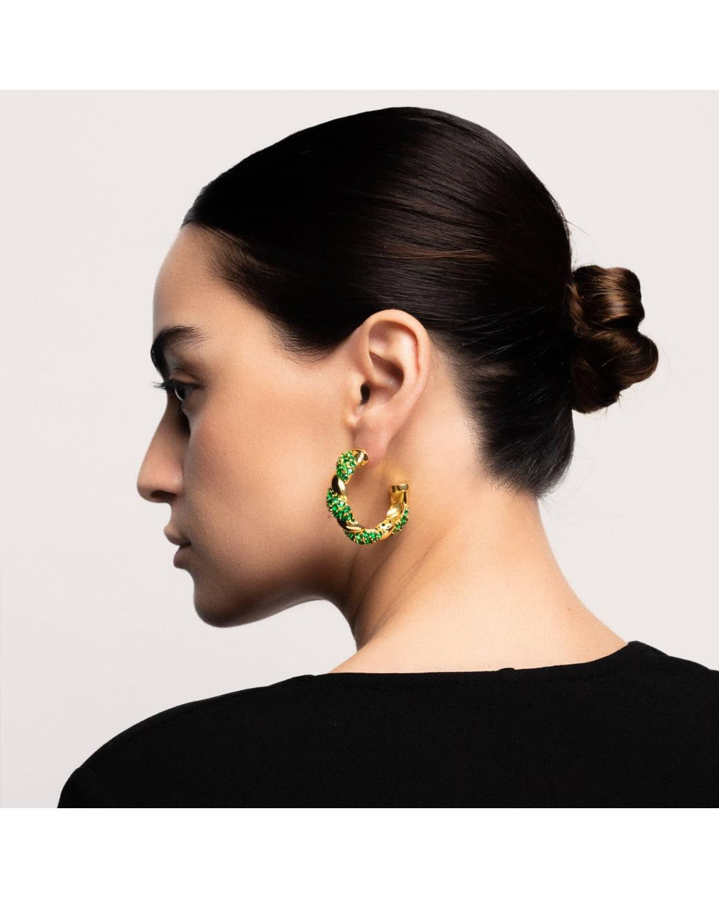 Lavani Jewels Multicolor Green & Gold Plated Paramount Hoops