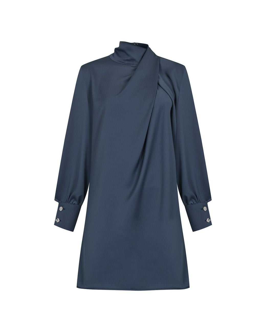 Malo Blue Draped Satin Mini Dress