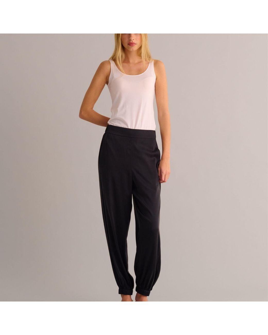 Mamu Dream Blue Washable Organic Stretch Silk Cuffed Joggers