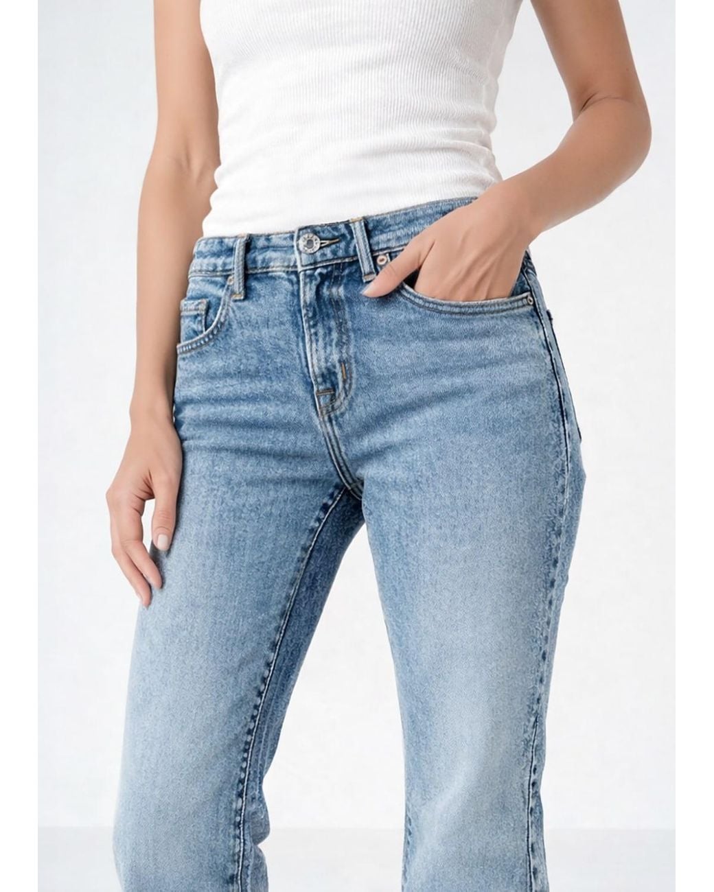 NOEND Blue Donna Mid Rise Flare