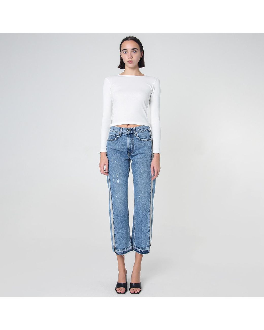 NOEND Blue Remastered Upcycled Crop Straight Jeans