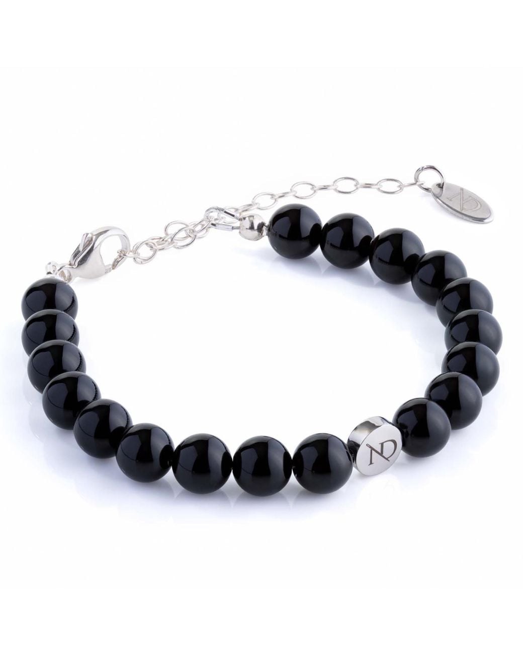 N'damus London Blue Adjustable Onyx Gemstone Bracelet & Sterling Chain