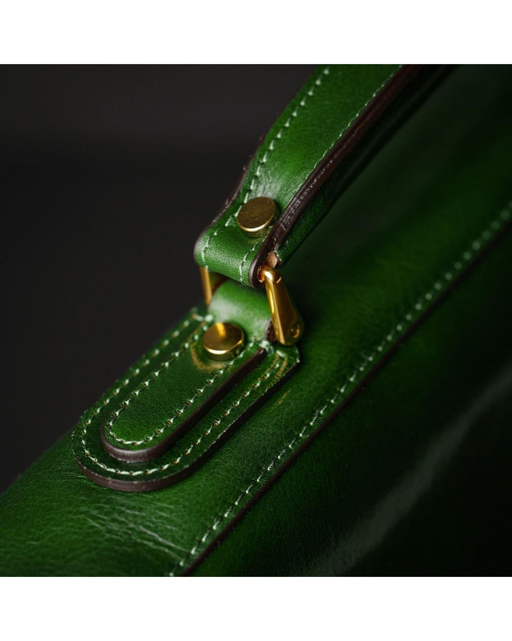 Time Resistance Green Leather Briefcase Laptop Bag for men