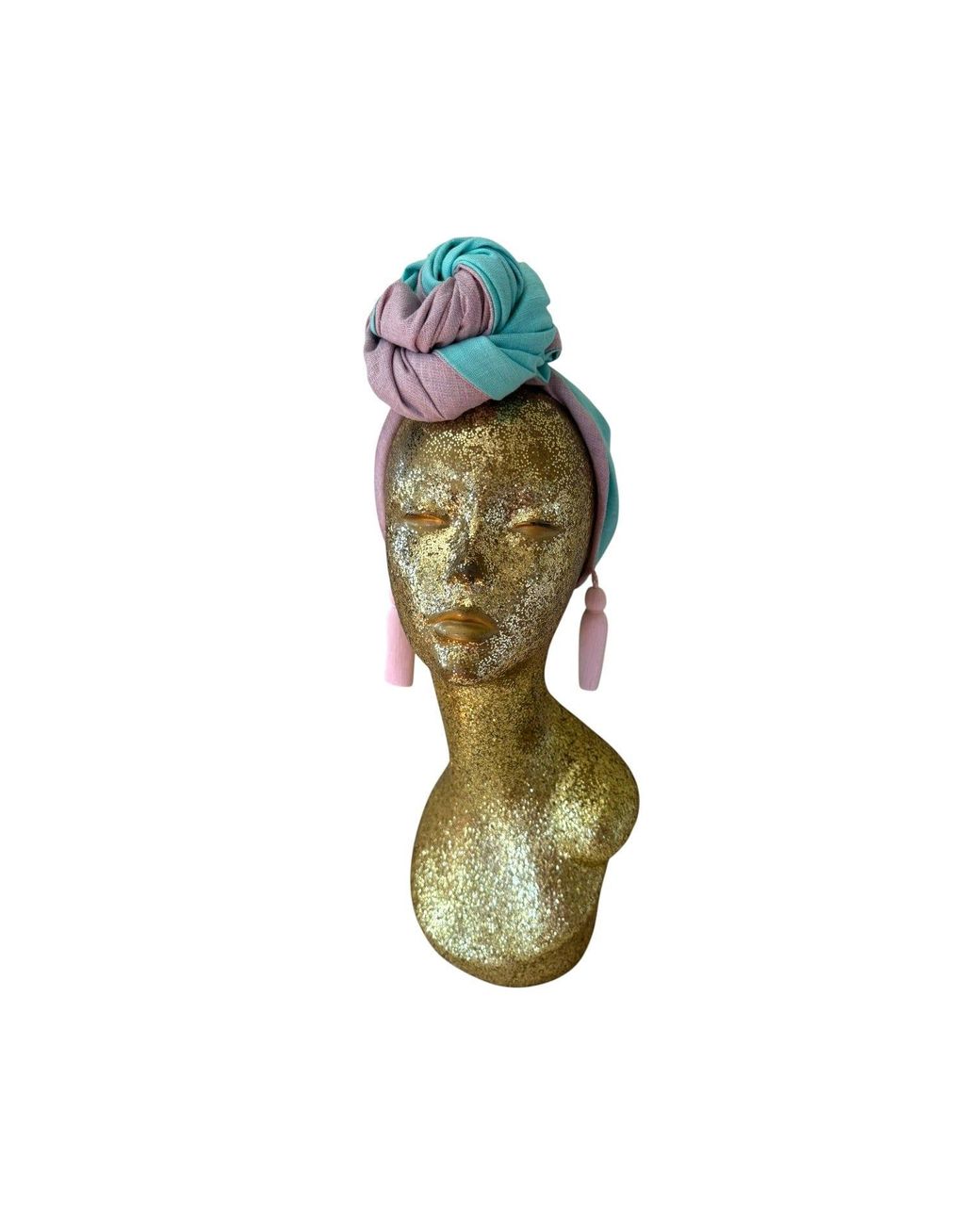 Julia Clancey Green Edith Aqua Reversible Tassels Turban