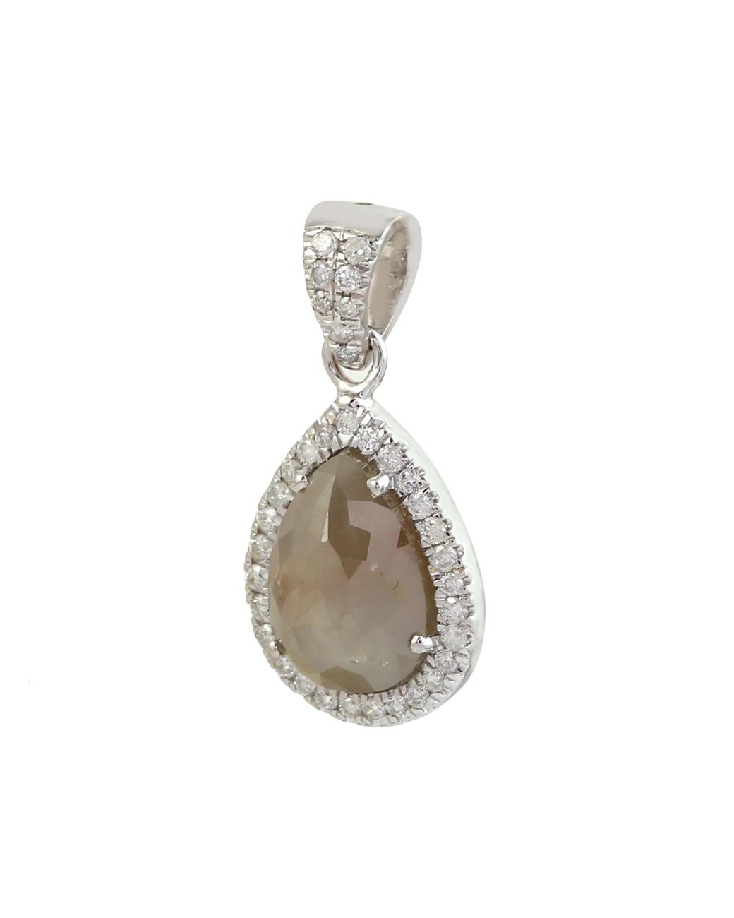 Artisan Metallic 18K Ice Diamond & Diamond Teardrop Pendant