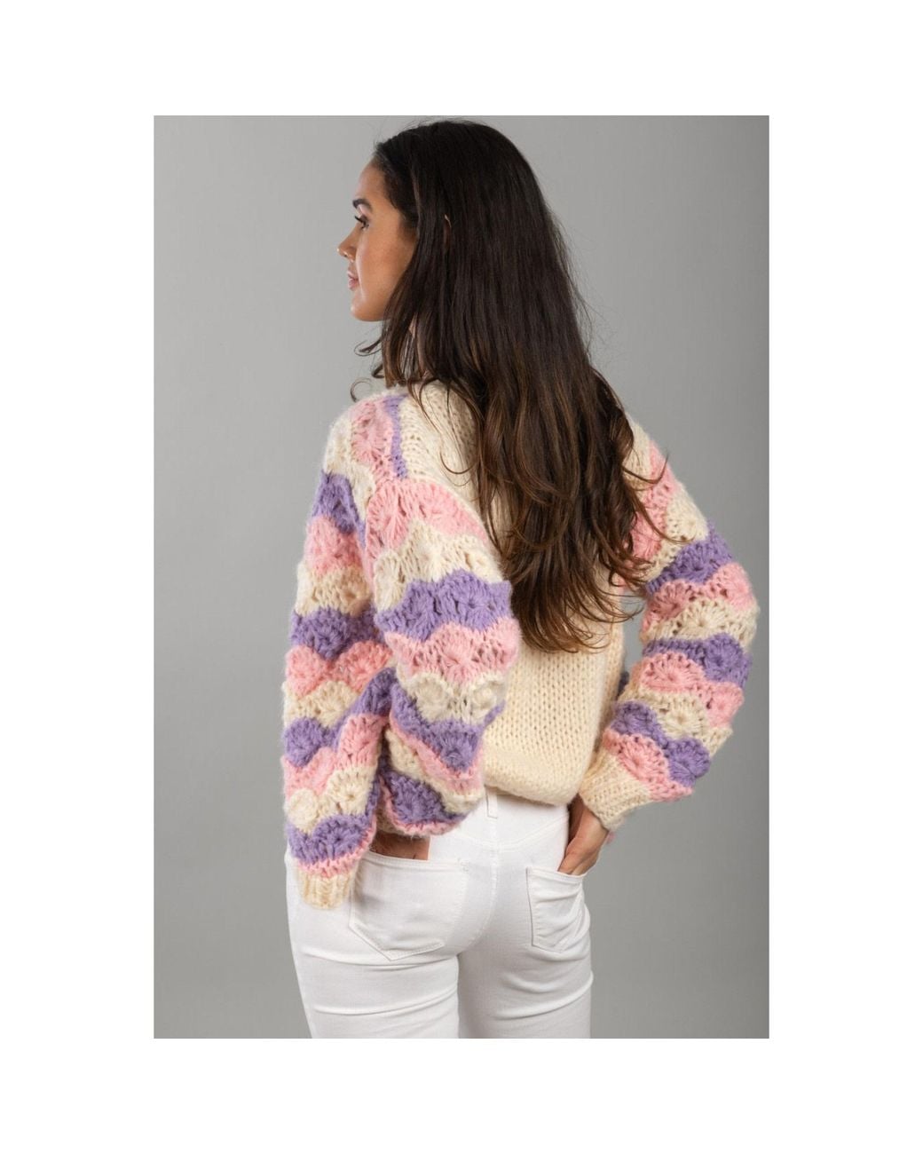 Saachi Pink Scallop Pastel Knitted Cardigan