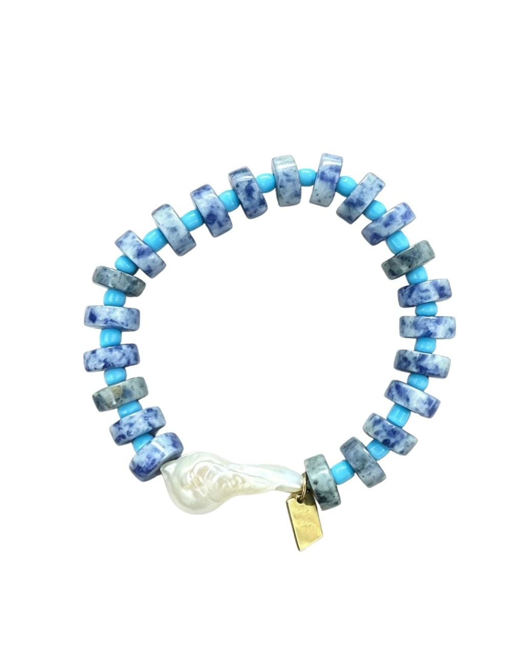 Christina Greene Blue Old Glory Baroque Pearl Beaded Bracelet