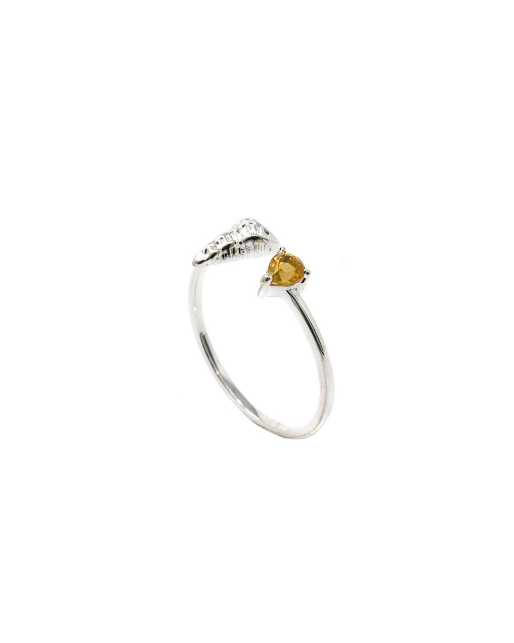 NASI SILVER Metallic Shell Sedef Ring- Citrine