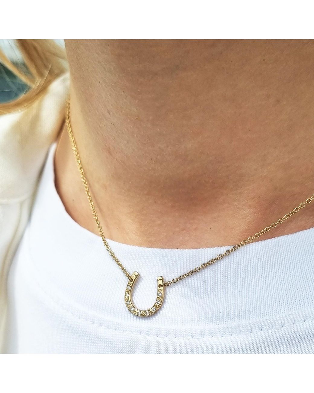 Lee Renee Metallic Lucky Diamond Horseshoe Necklace