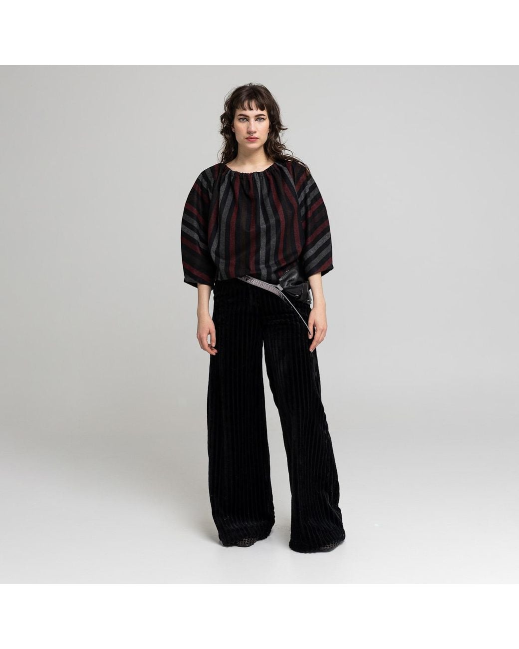 ARTISTA Blue Aurea Striped Oversized Pullover