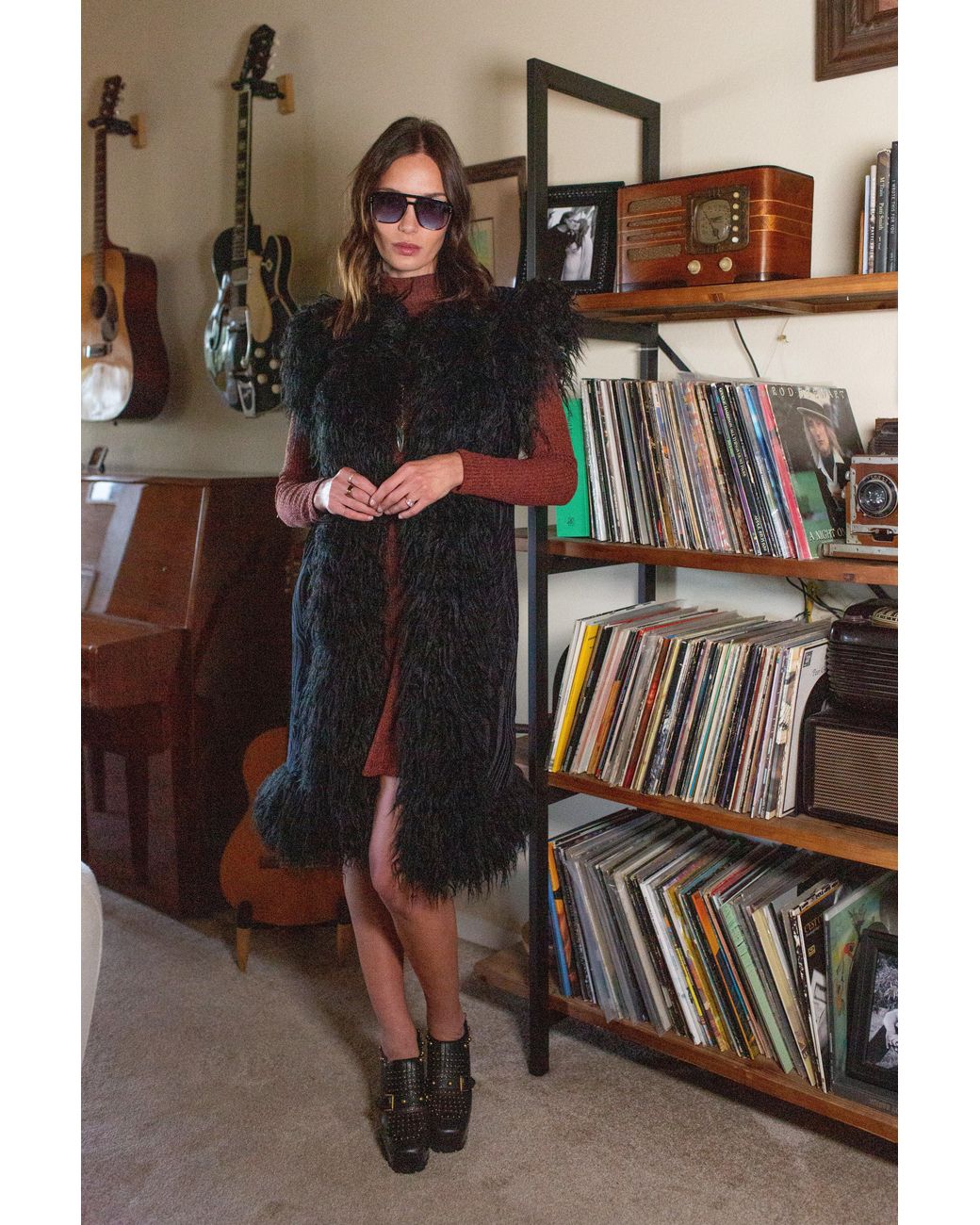 Jennafer Grace Black Zenobia Psyche Faux Fur Trim Vest