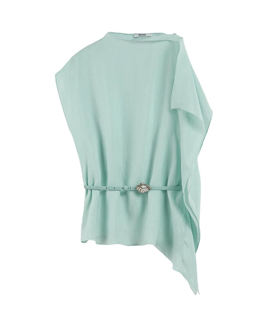 Nocturne Green Belt Detail Asymmetric Blouse