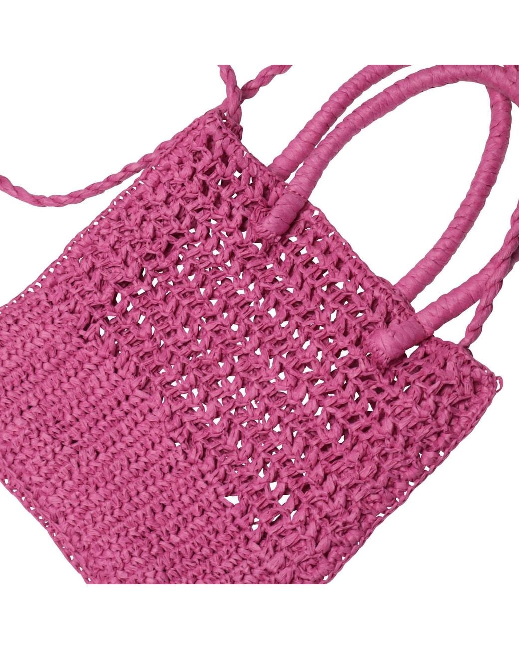 2KStyle Pink Monica Small Woven Raffia Tote Bag