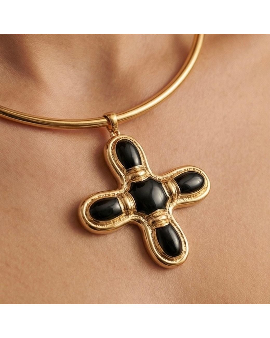 Divine Aria Metallic Obsidian Grounding Crystal Choker Necklace
