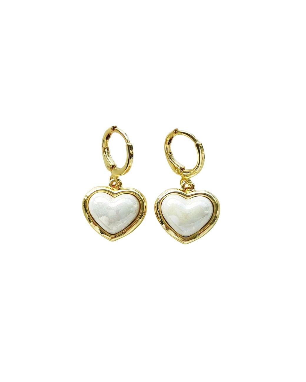 POPORCELAIN Metallic Porcelain Pearly Heart Drop Earrings