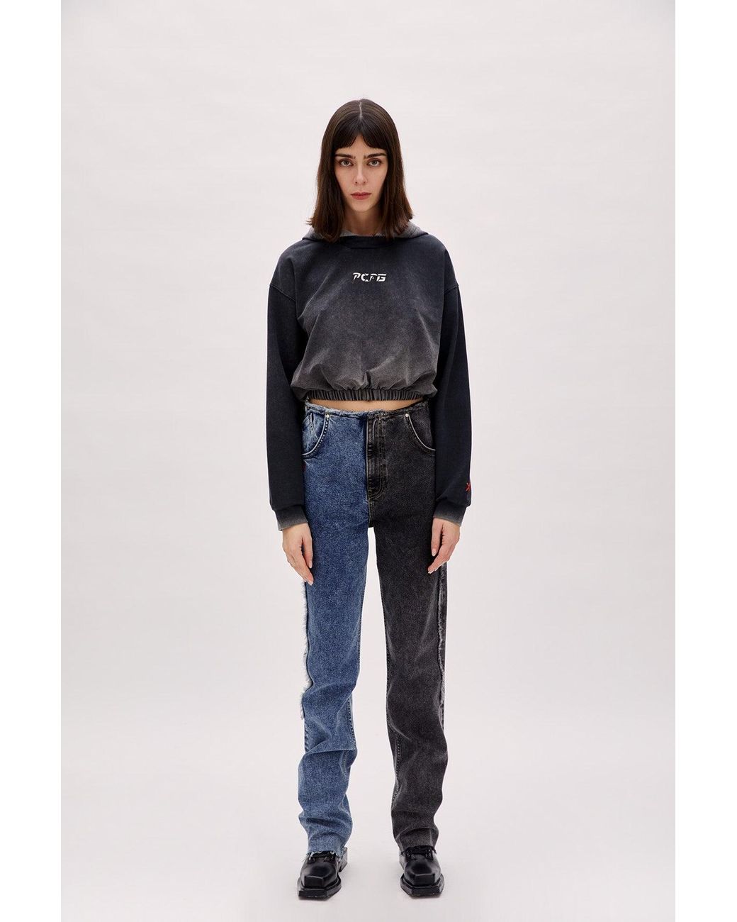 Pcfg Blue Two Color Block Denim Pant