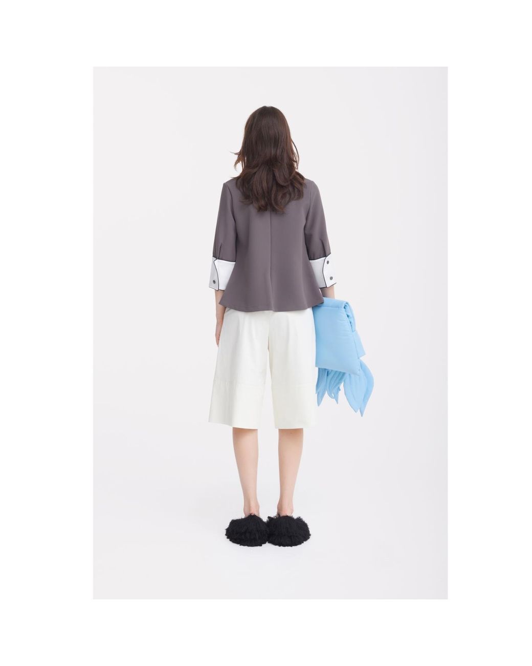 Julia Allert White Button Front Wide Leg Bermuda Shorts – Ivory