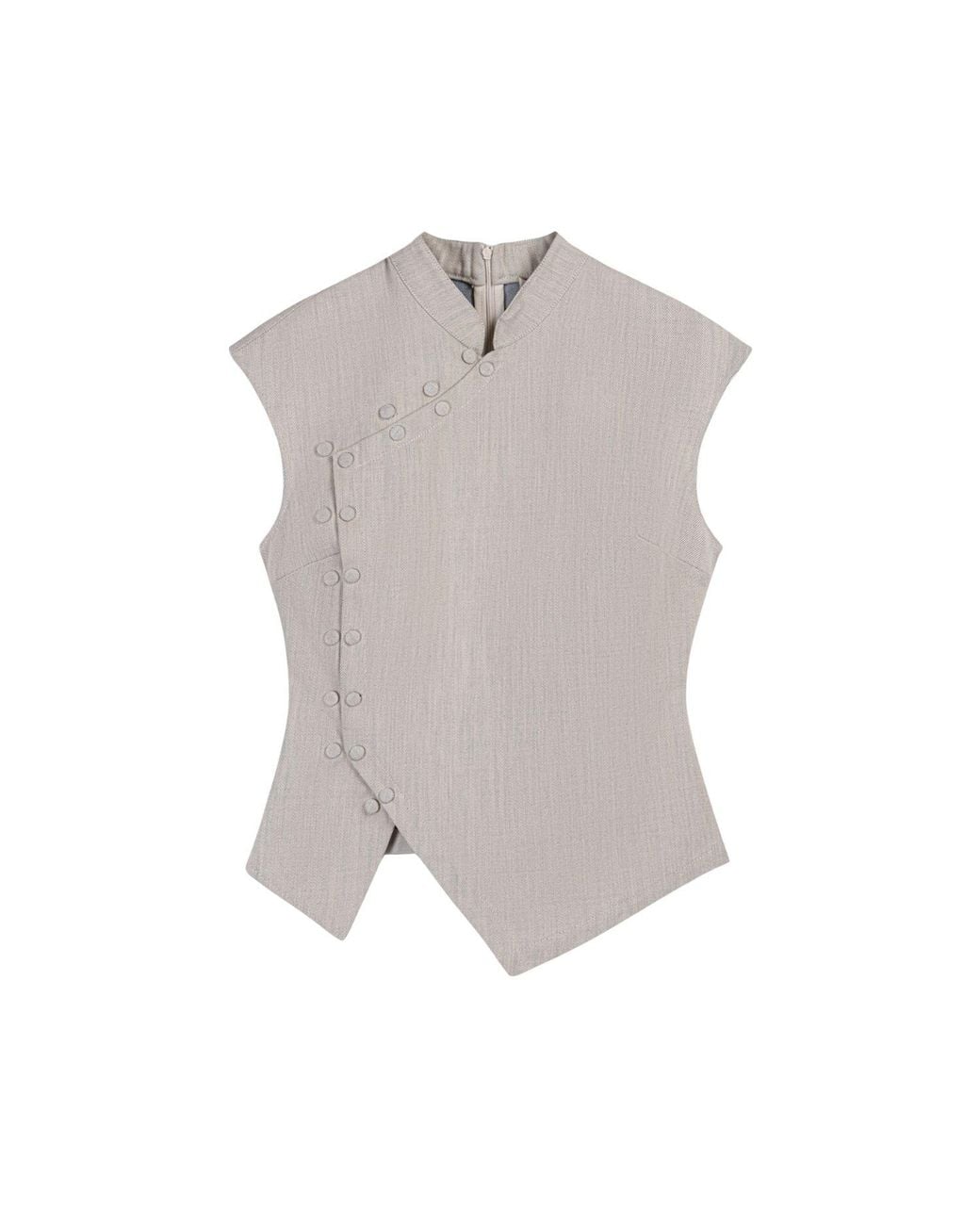 Nocturne Gray Neutrals Asymmetric Button Vest