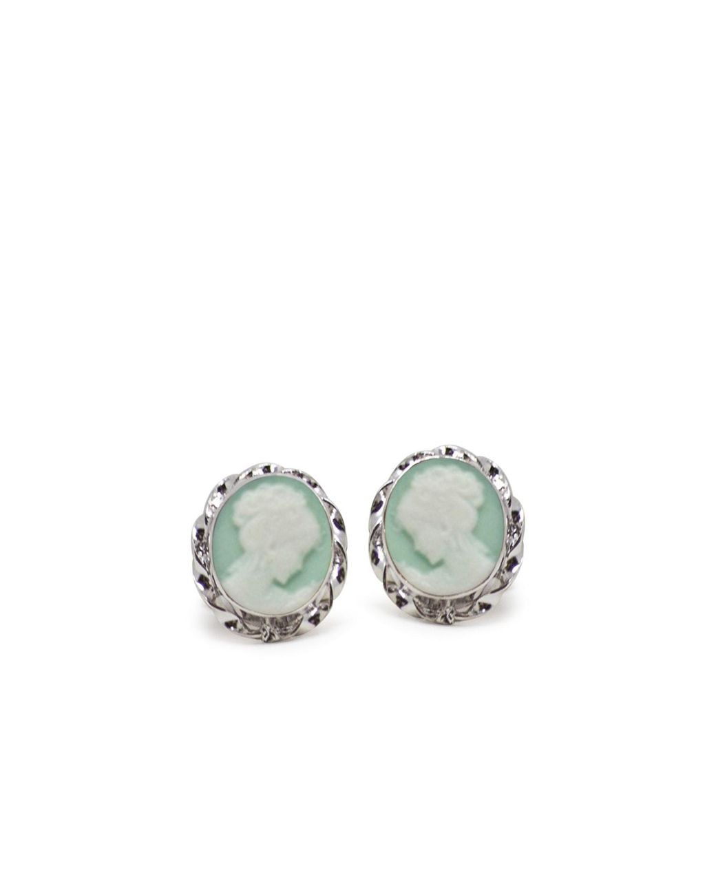 Vintouch Italy Gray Sterling Mini Cameo Stud Earrings