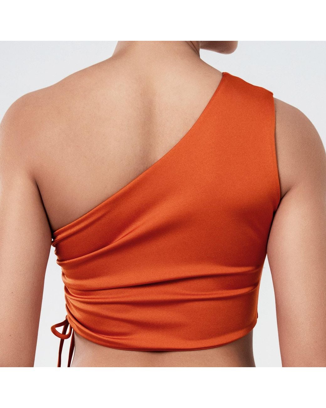 Duskitten Orange Bloomline Dew One-Shoulder Top