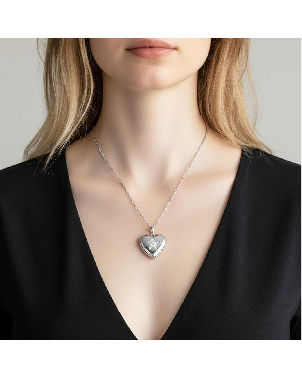 Maison De Gala Metallic Heart Star Pendant Necklace