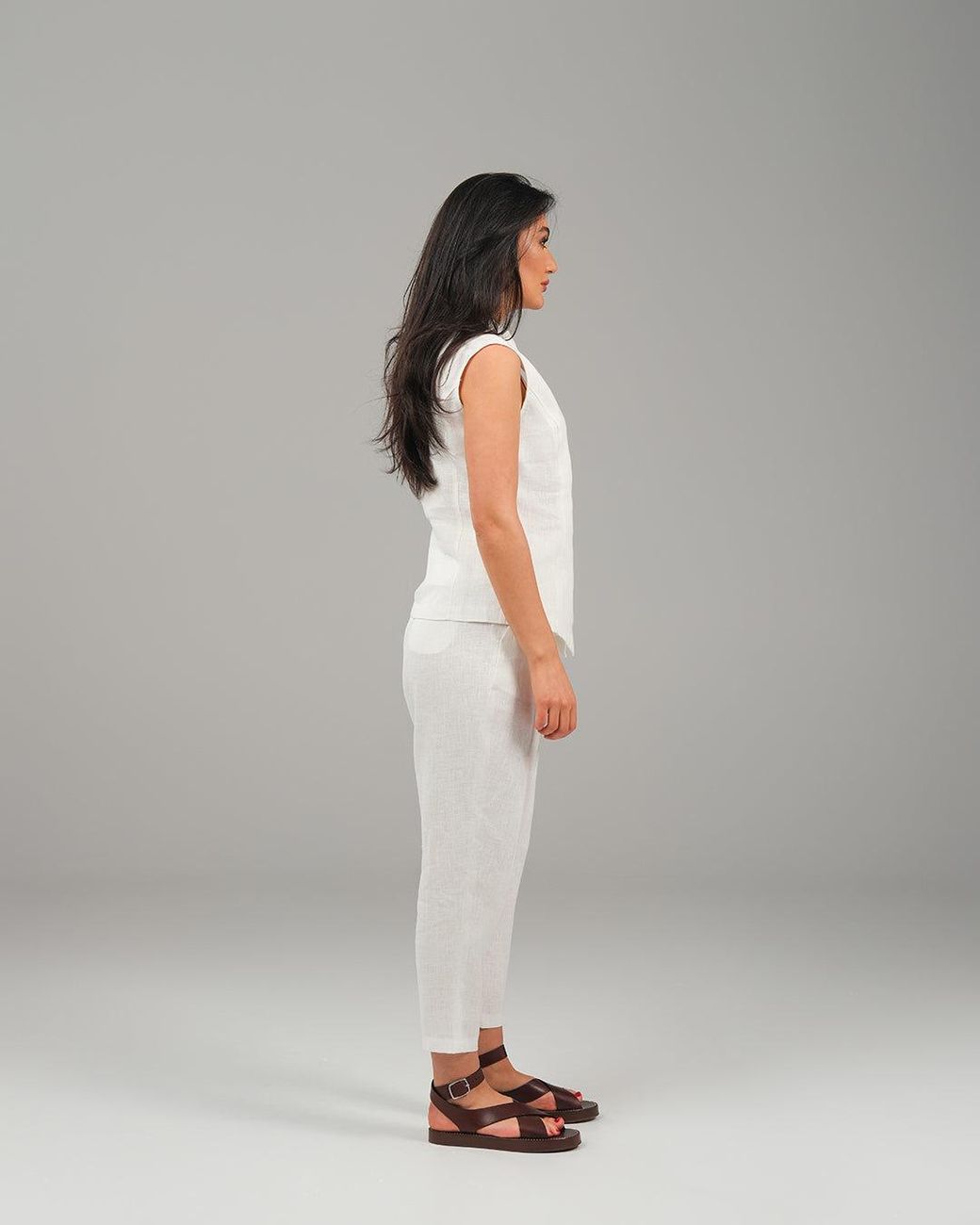 Lumina Eligma White The Isla Linen Vest Ensemble