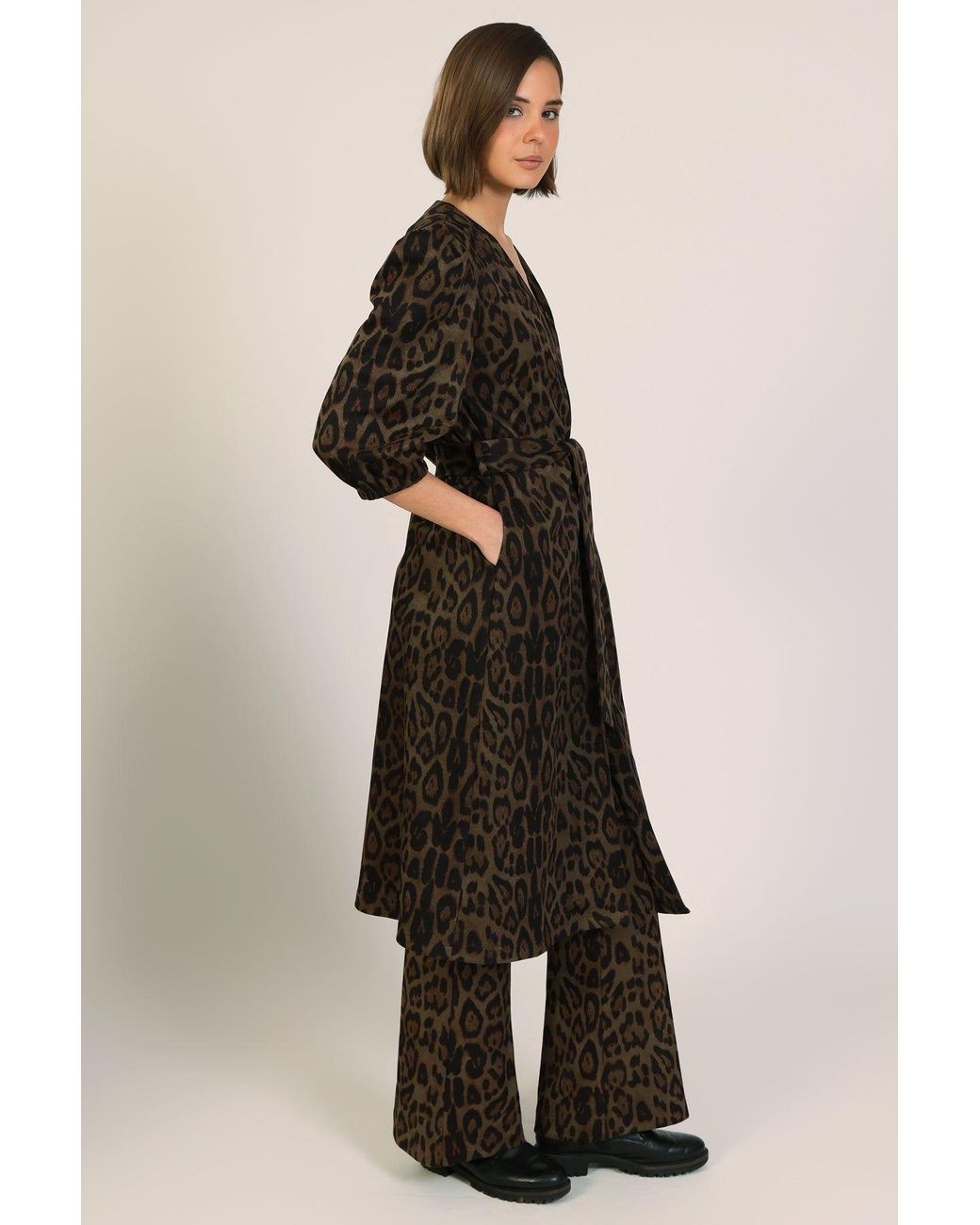 Traffic People Multicolor Bet Lynch Lives Leopard Print Duster Wrap Coat