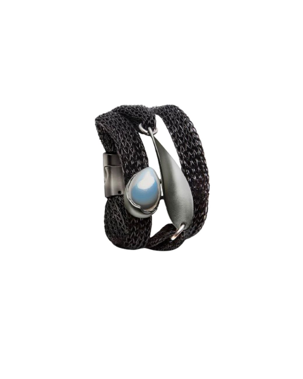 Saachi Black Mesh Twisted Orb Bracelet