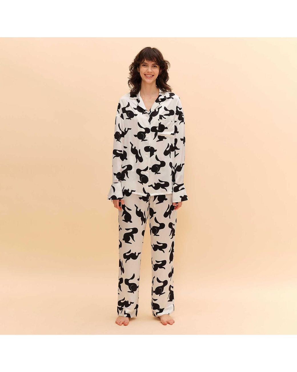 Silkinc White Rabbit Silk Pajamas Setin