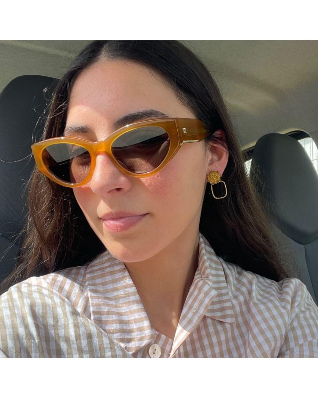 The Avantguard Brown Sunflower Caramel Cat Eye Sunglasses