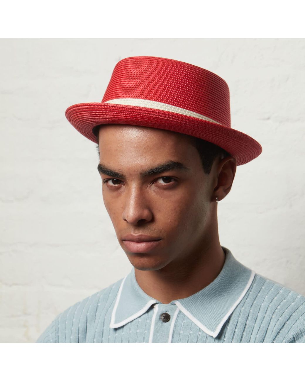 Dasmarca Hats Red Dasmarce Bobby Retro Short Brim Summer Porkpie – Ruby for men