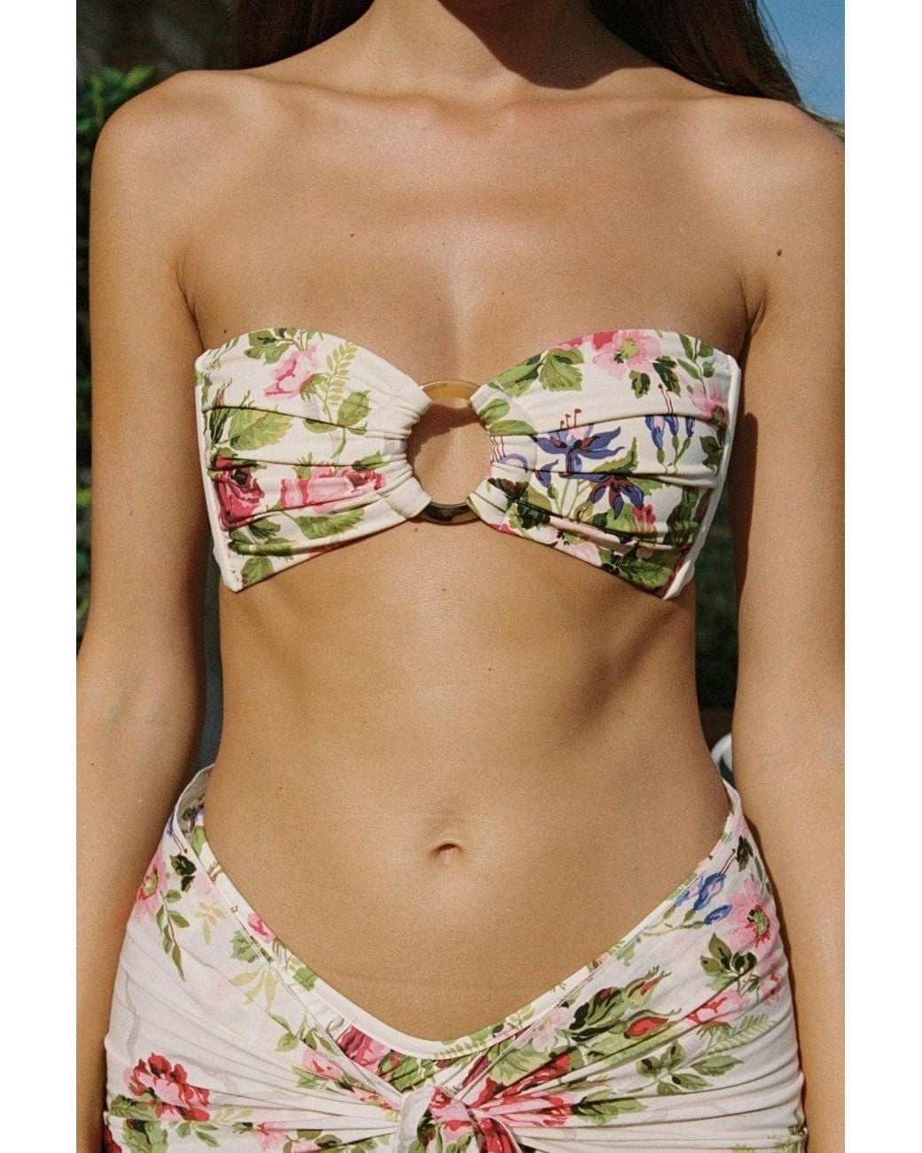 Montce Natural Bouquet Tori Ties Bandeau Bikini Top