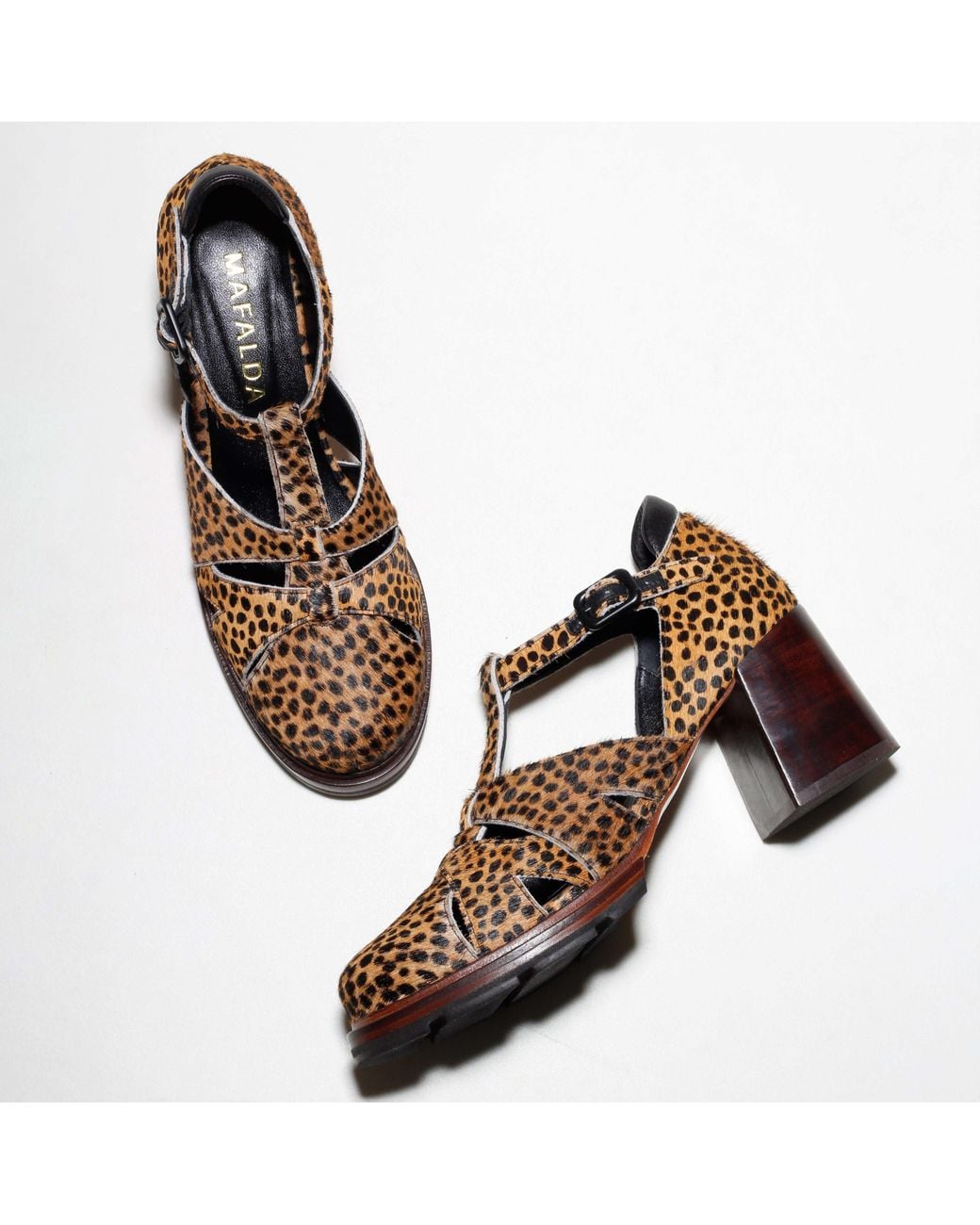 Mafalda Brown Maite Animal Print Heeled Sandals