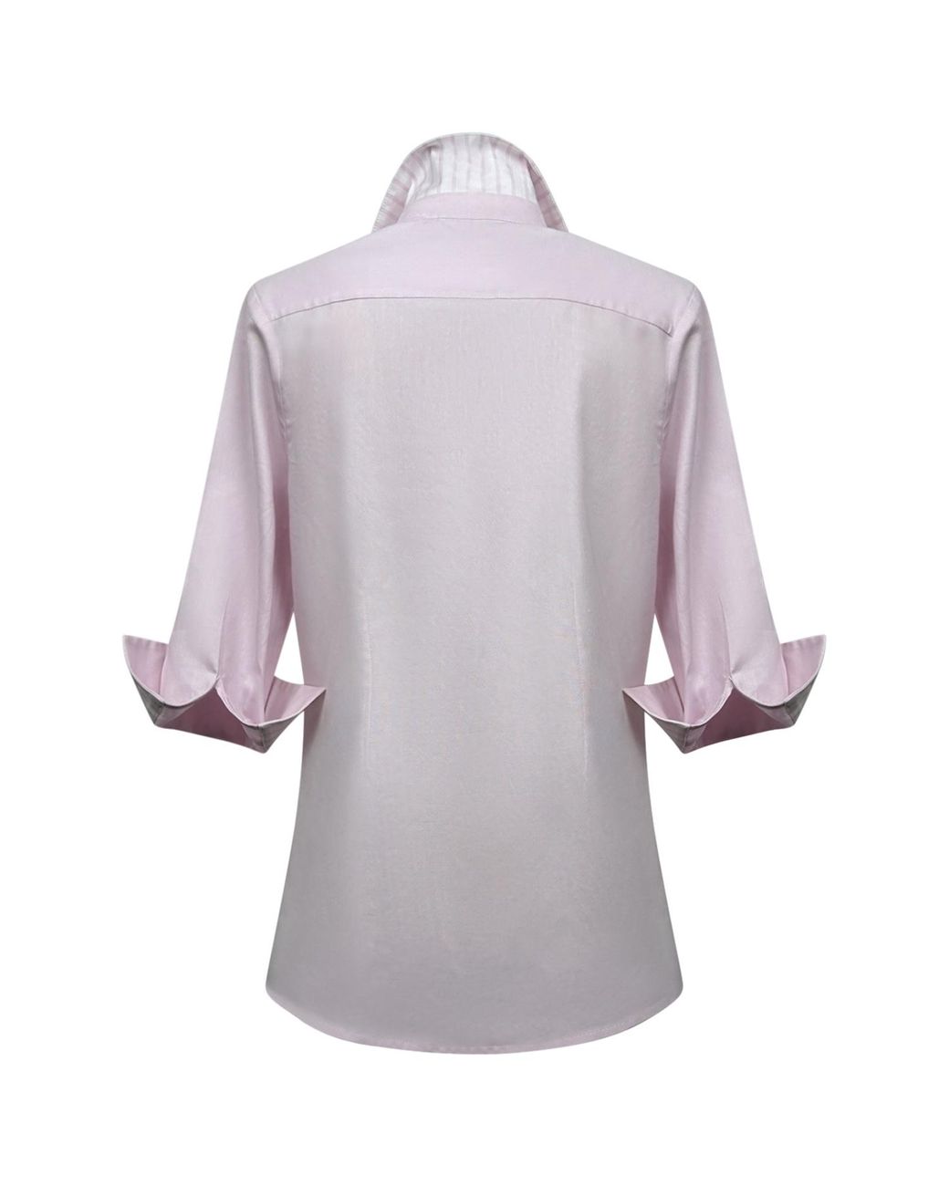 Perlavera Purple Sam Blush Solid Hidden Placket Three Quarter Sleeve Slim Fit Cotton Oxford Shirt