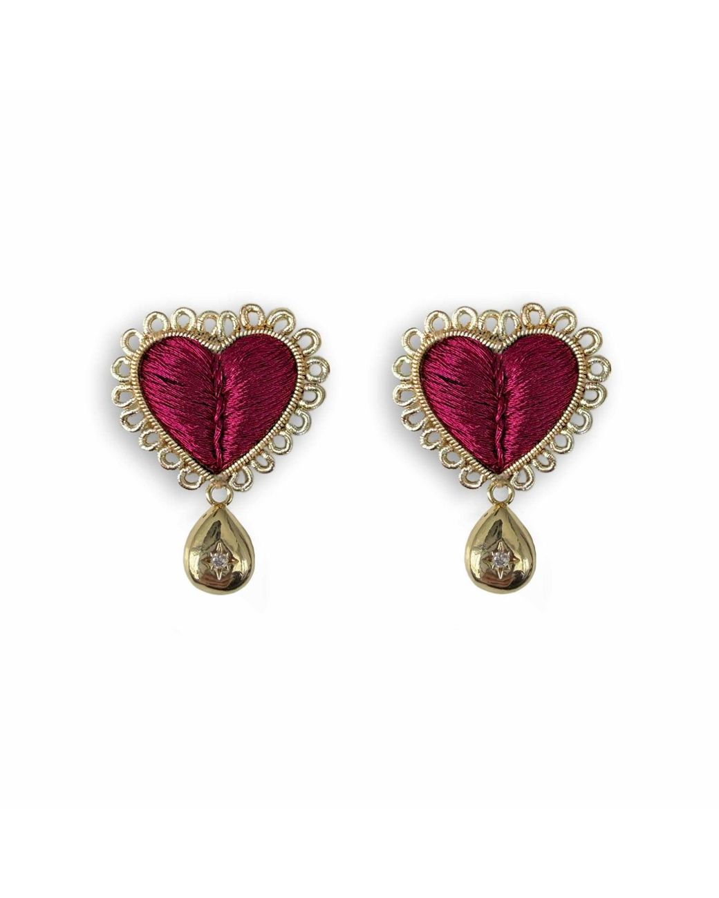 VETKA Purple Heart Stud Earrings- Heart Of Fire