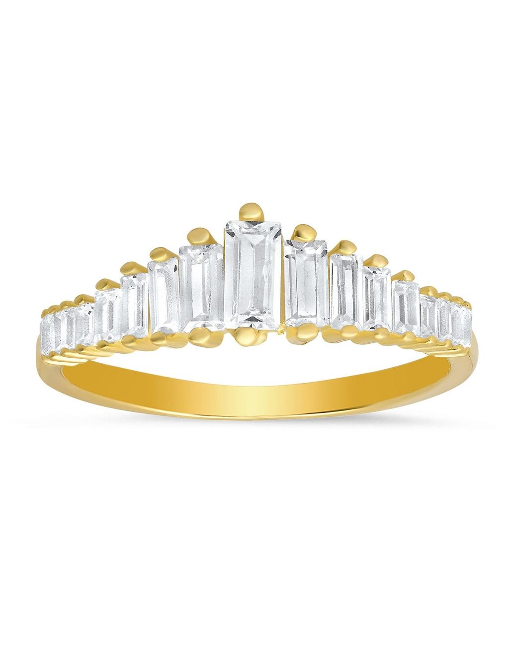 Kylie Harper Metallic Art Deco Baguette-Cut Diamond Cz Ring