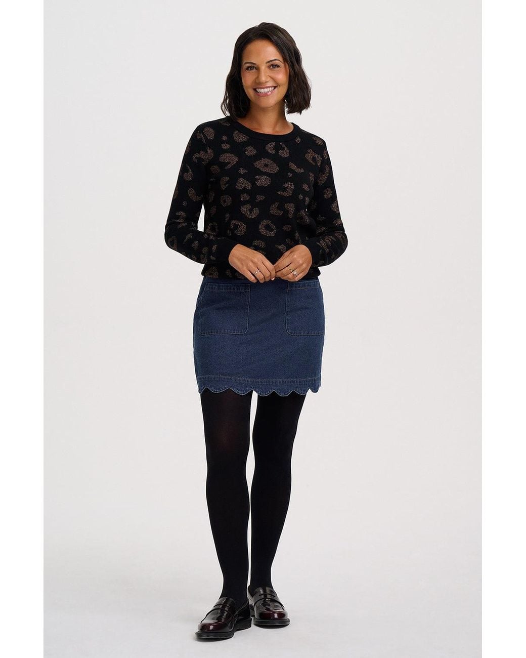Sugarhill Black Rowena Sweater Bronze Leopard