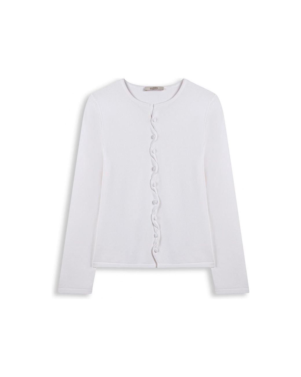 Nocturne White Wave Placket Knit Cardigan