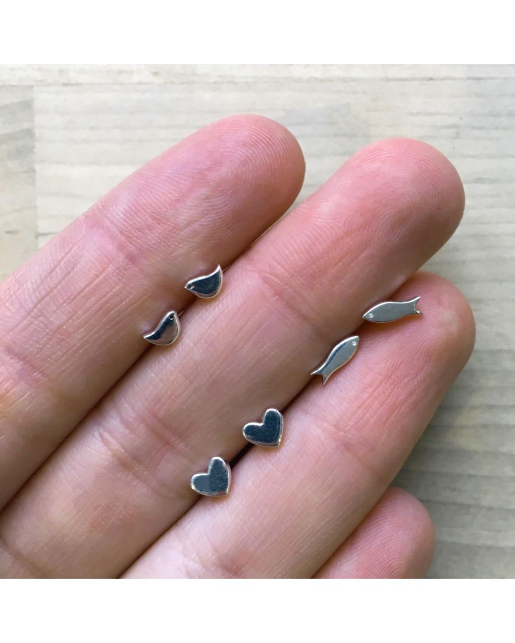 Lime Tree Design Metallic Mini Fish Stud Earrings