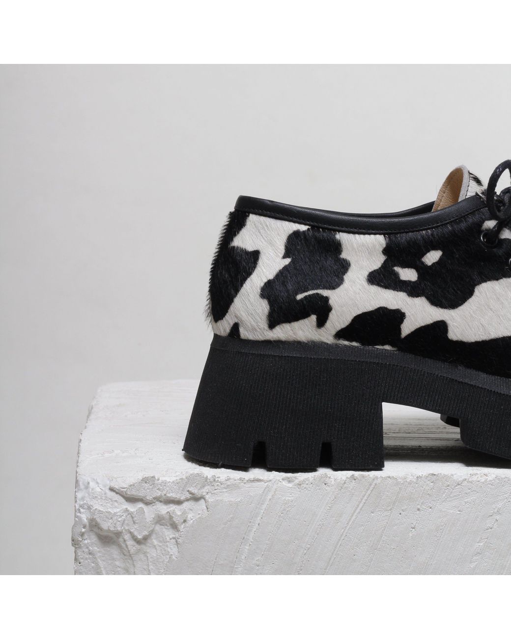 Mafalda Black Naomi Cow Print Chunky Loafer