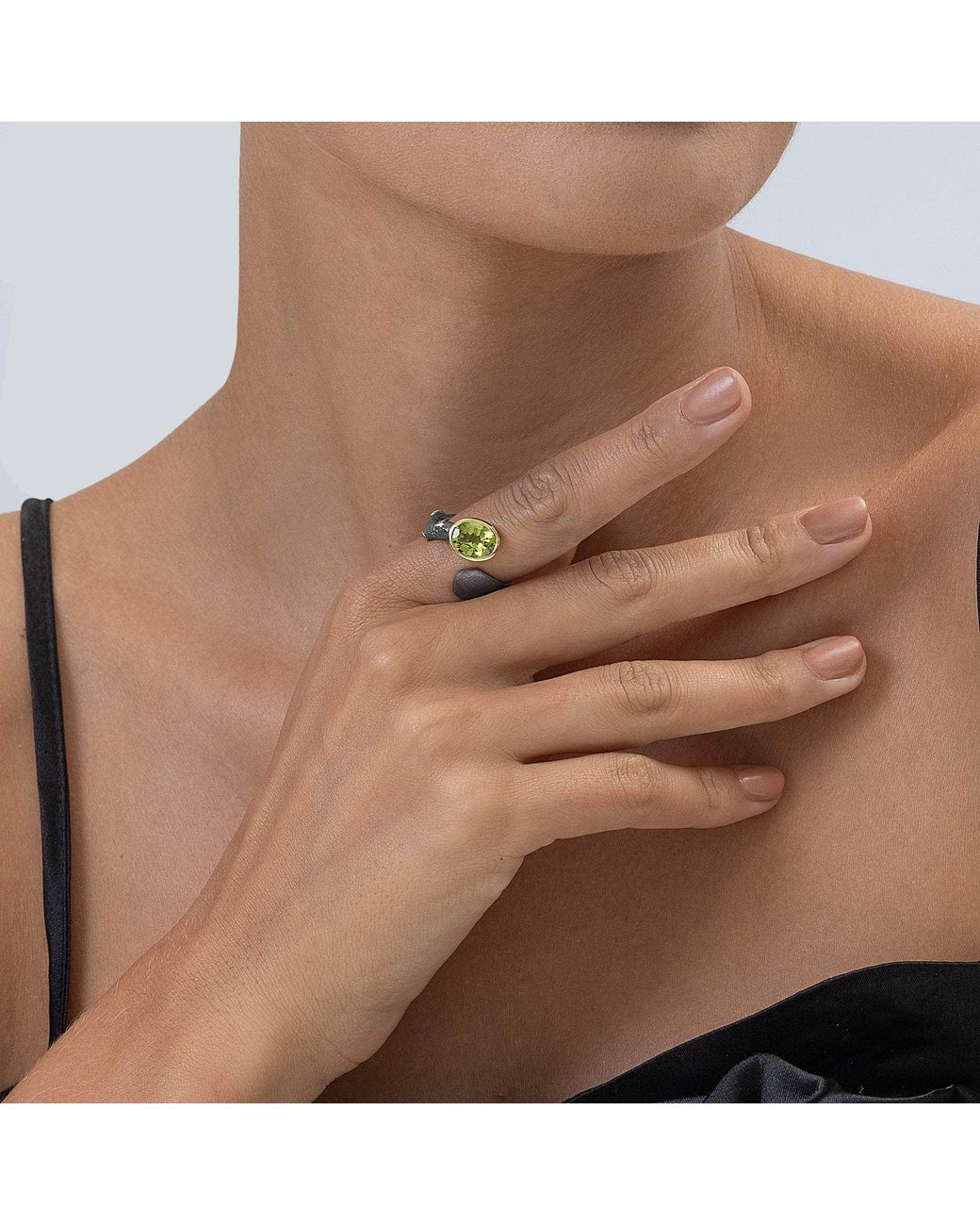 German Kabirski Green Luonto Open Band Ring With Peridot