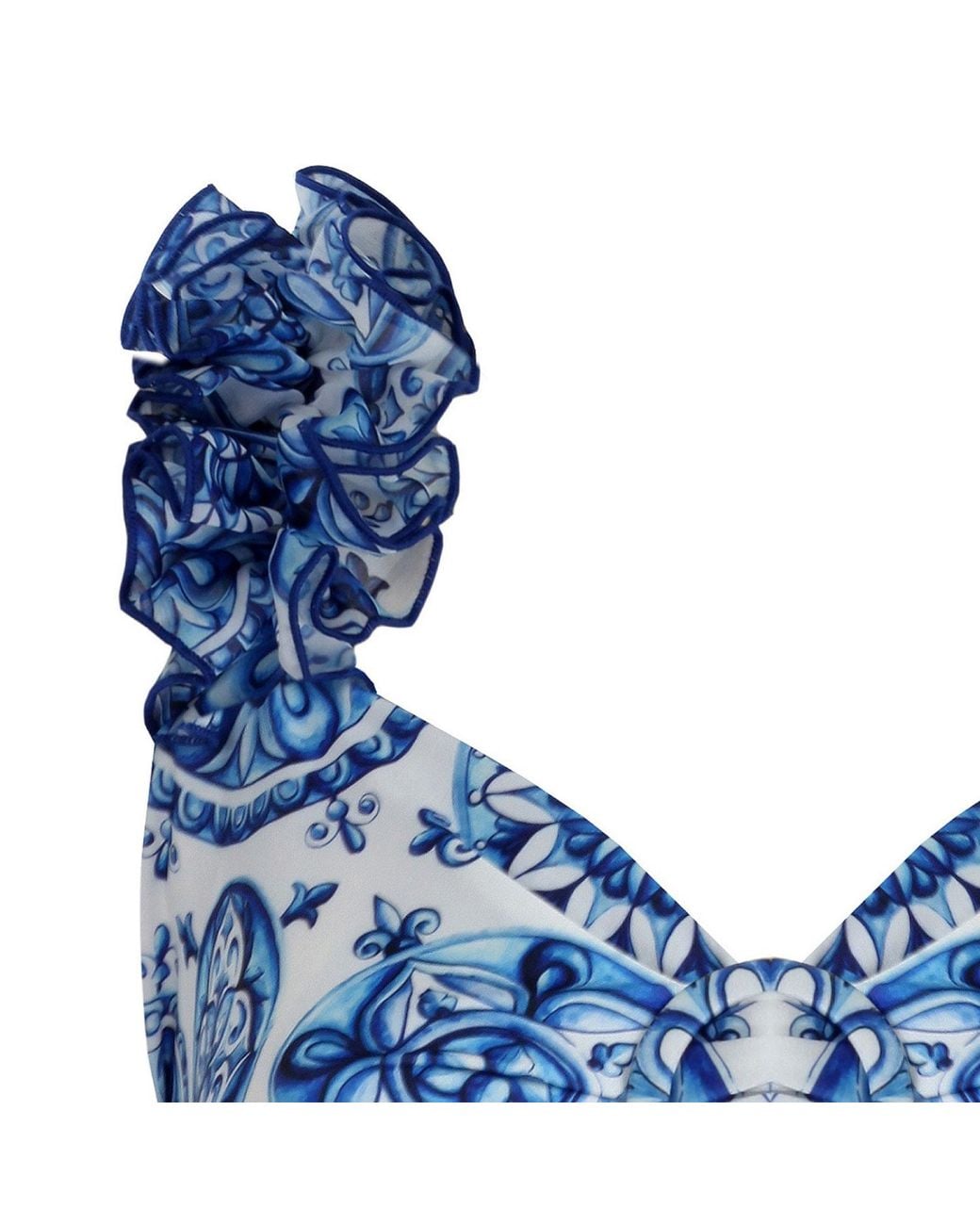 Nur Karaata Blue Lily Bleu Blanc Bikini Set