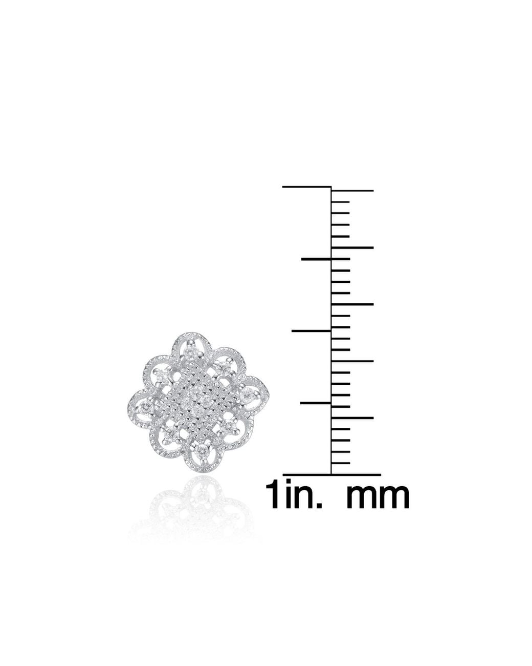 Genevive Jewelry Multicolor Cubic Zirconia Ss Plated Lace Design Square Shape Earrings
