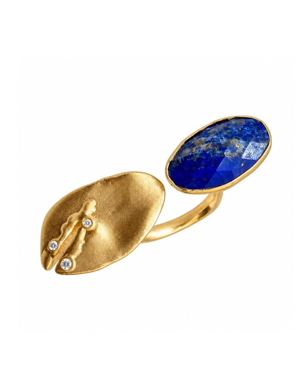 Rare Matters Jewelry Metallic Faceted Lapis Lazuli Statement Ring-Plated Open Band Ring