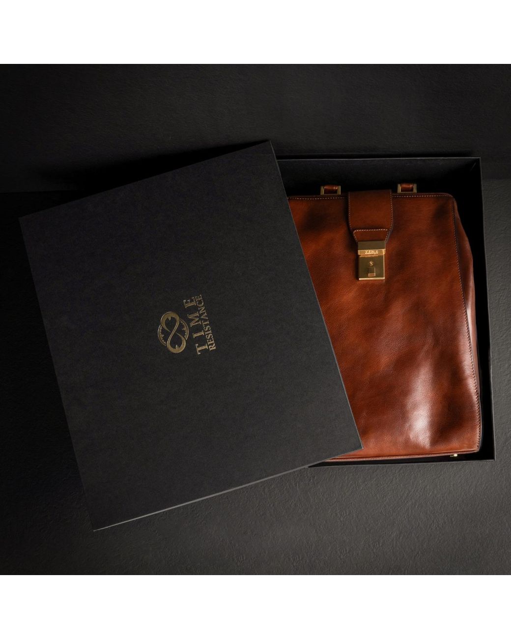 Time Resistance Brown Cognac Leather Backpack for men