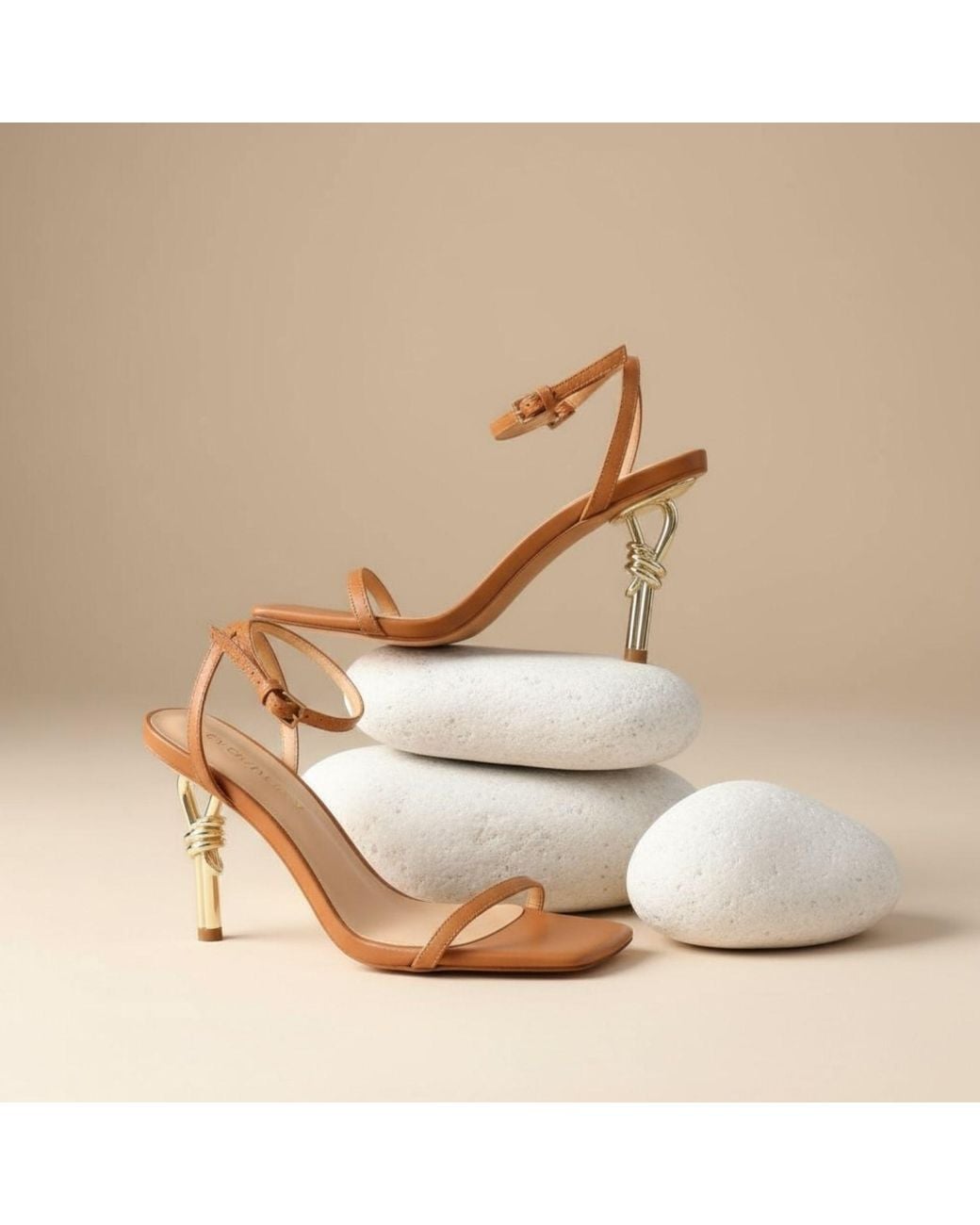 Subashini Heels Brown Sculpted Aura-Heel Sandals