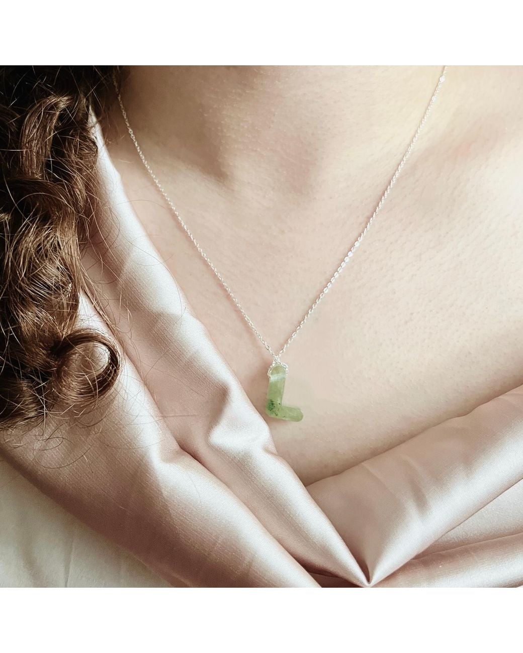 Bio-Trimmings White Initial Bio-Gem Necklace Emerald